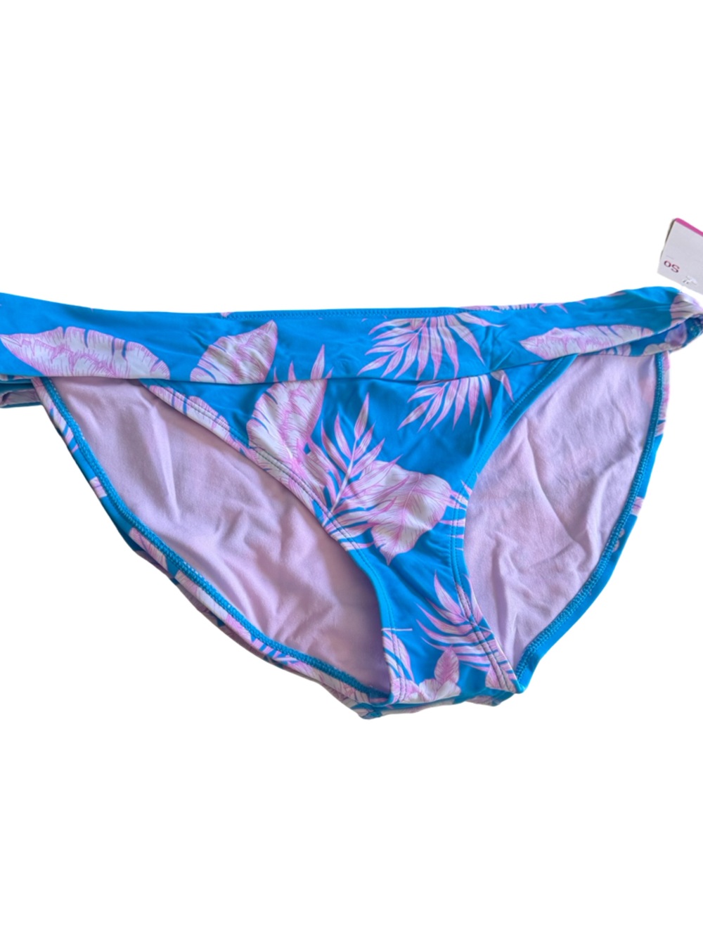 Turquoise Floral Swim Top with Pink and Cream Accents NEW